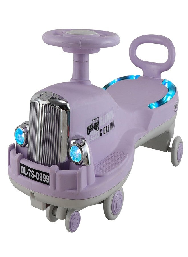 JoyRide Glamour DLX Light-Up Magic Car - Easy Glide Ride-On Toy for Kids | LED Lights, Music & 360° Swivel Wheels | Push Swing Car for Indoor/Outdoor Fun Ages 2+ Years (Purple) - Image 1